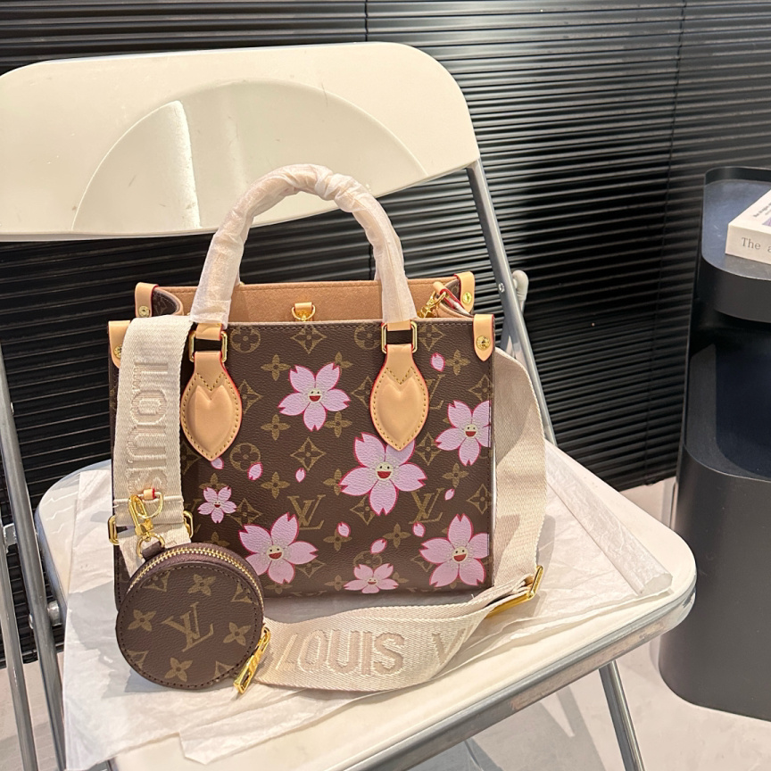 LV x Takashi Murakami OnTheGo PM Sakura Brown