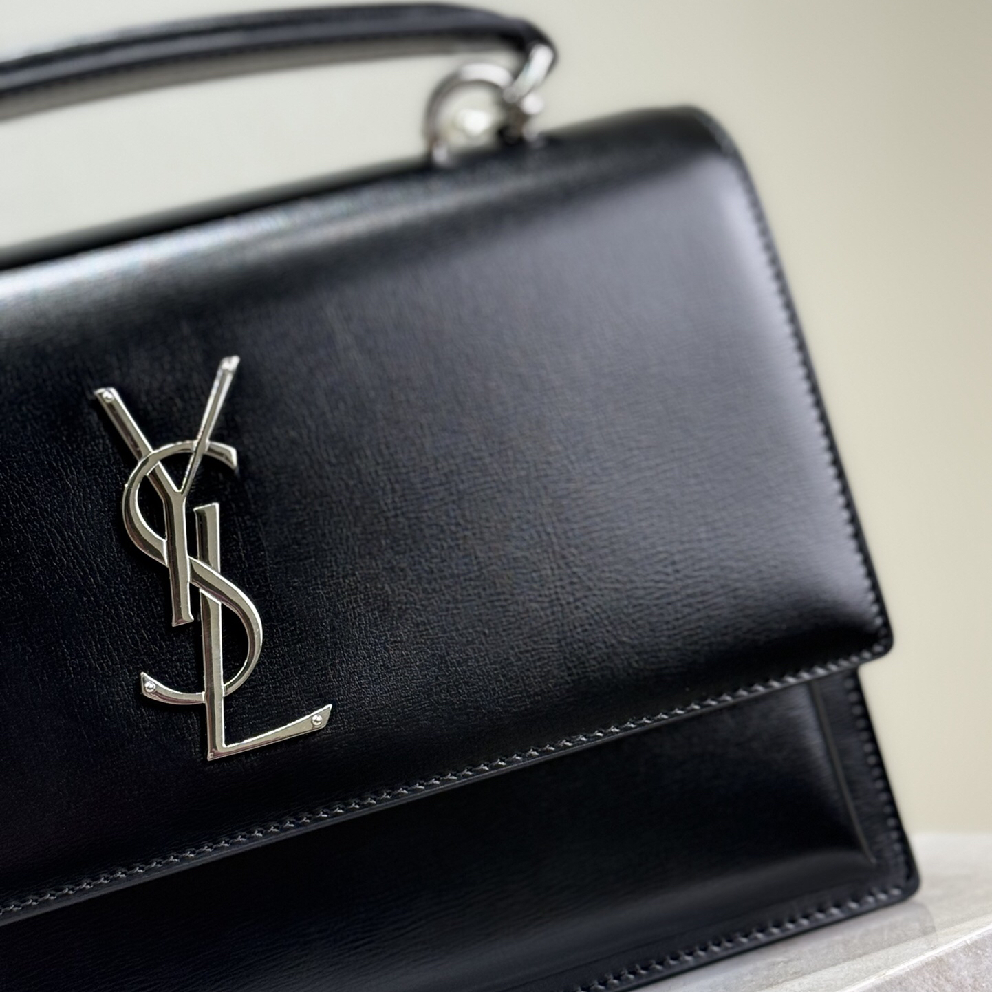 YSL- Sunset Gold Label Leather Top Handle Crossbody Shoulder Bag