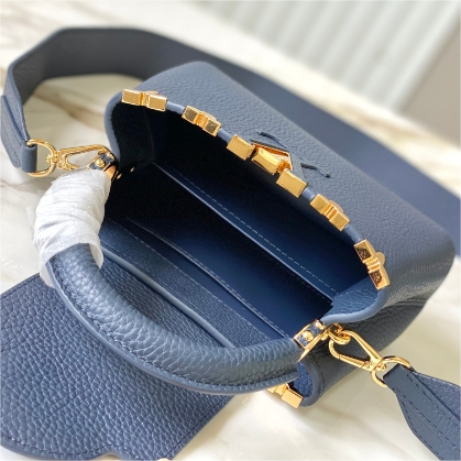 LV-Capucines Blue Flower Crown Cow Leather Mini Handbag