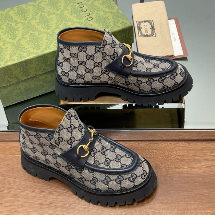 Gucci-Horse Collar Buckle Thick Soled Ankle Boots