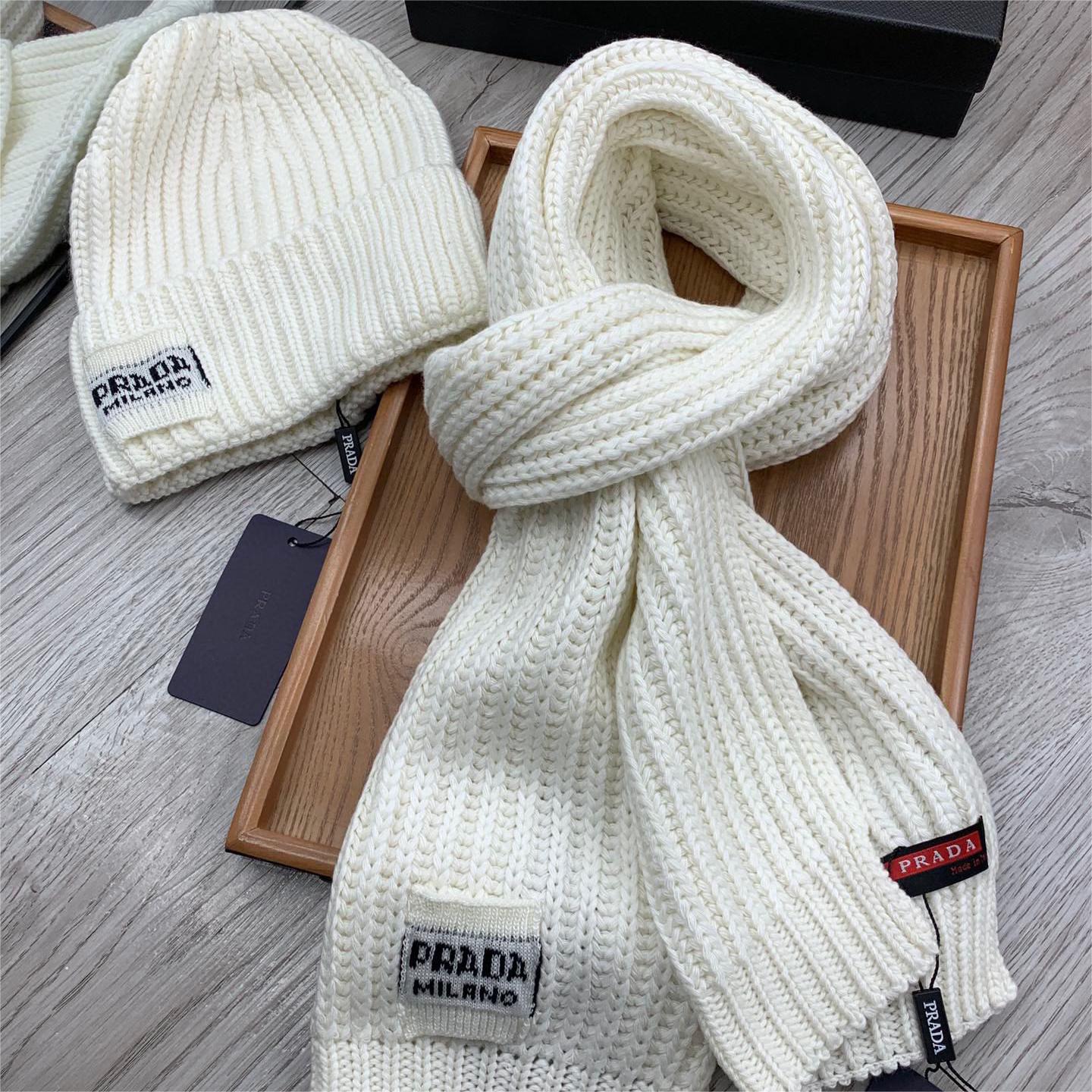 Prada-Wool Knitted Hat Scarf