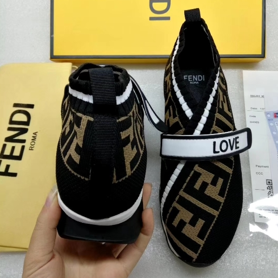Fendi-Elastic Jacquard Cowhide Casual Shoes