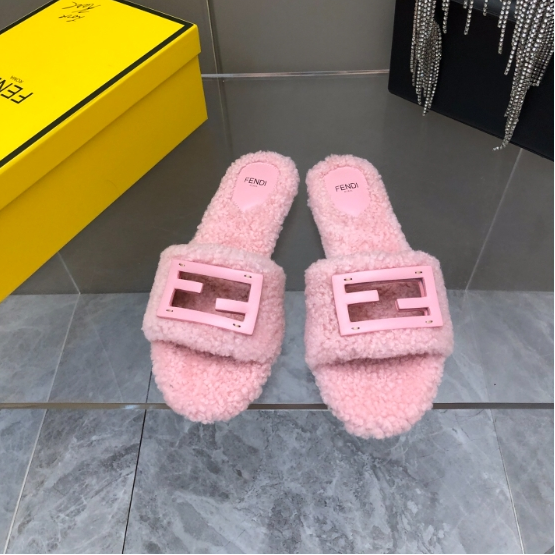 Fendi-Sheep Curly Hair Slippers