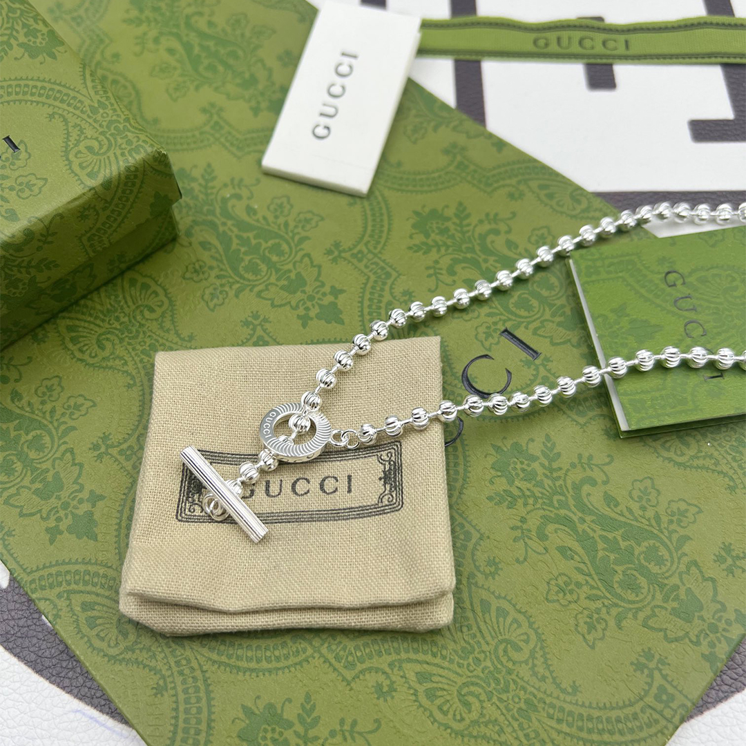 GUCCI-Silver Beads Necklace