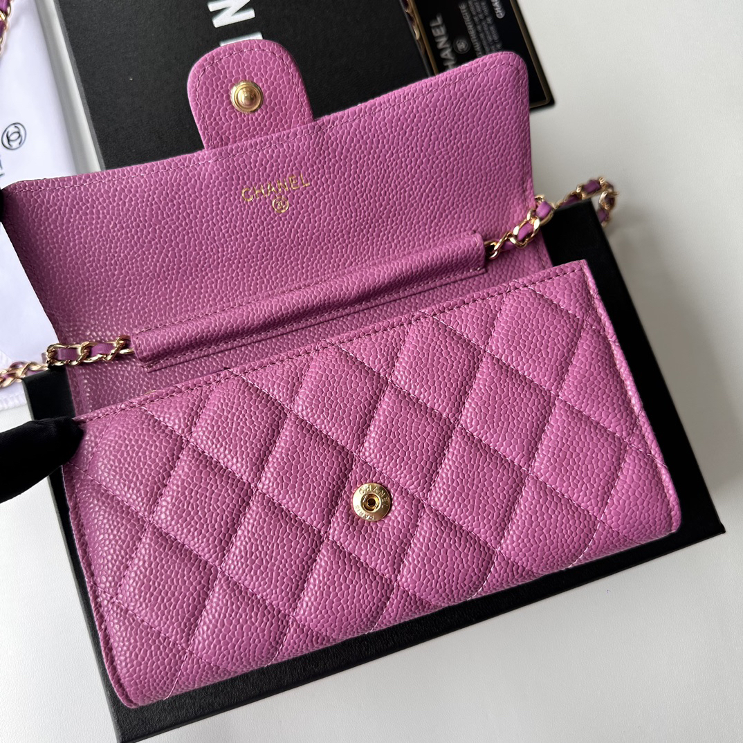 Chanel-Timeless Caviar Wallet Pink