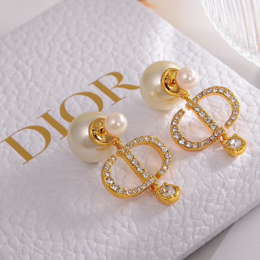 DIOR-Crystal Pearl Earrings