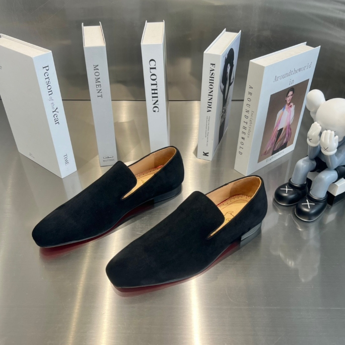 Christian Lubotin-Black Velvet Loafers