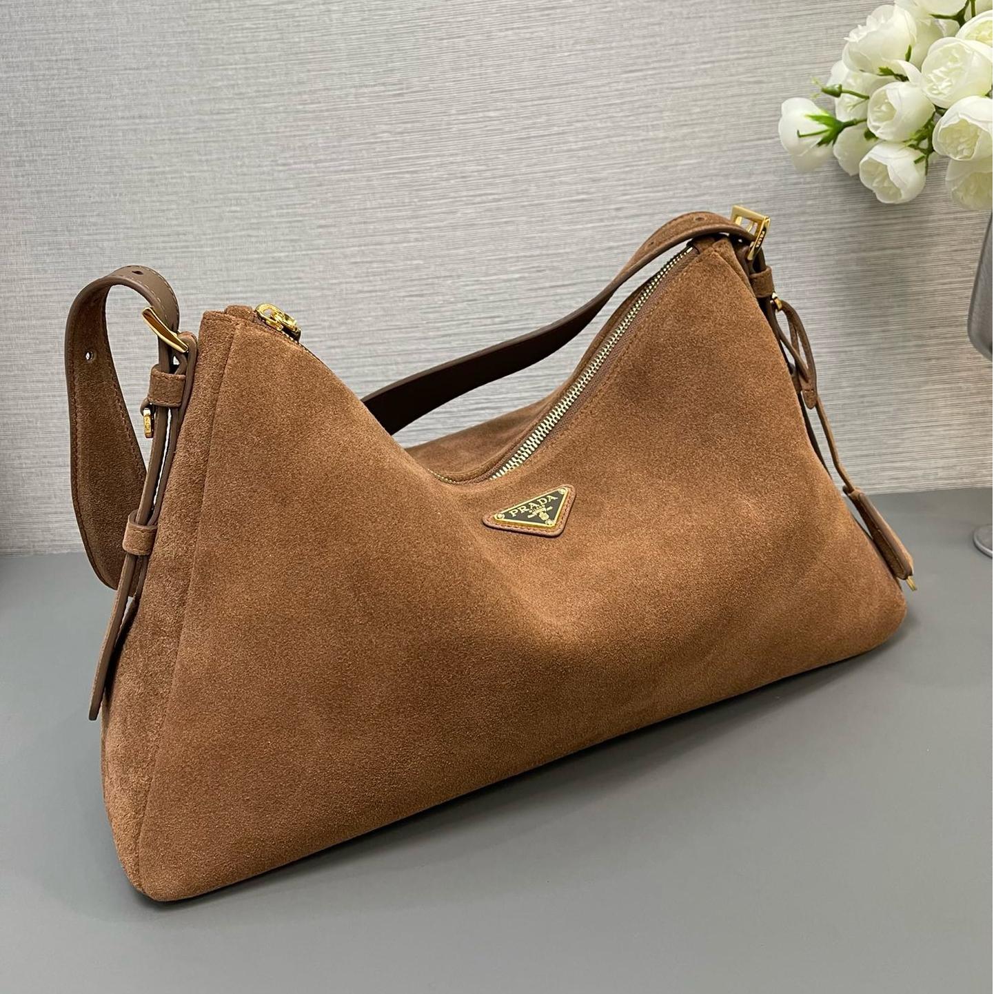 Prada-New suede handbag Aimee Hobo bag
