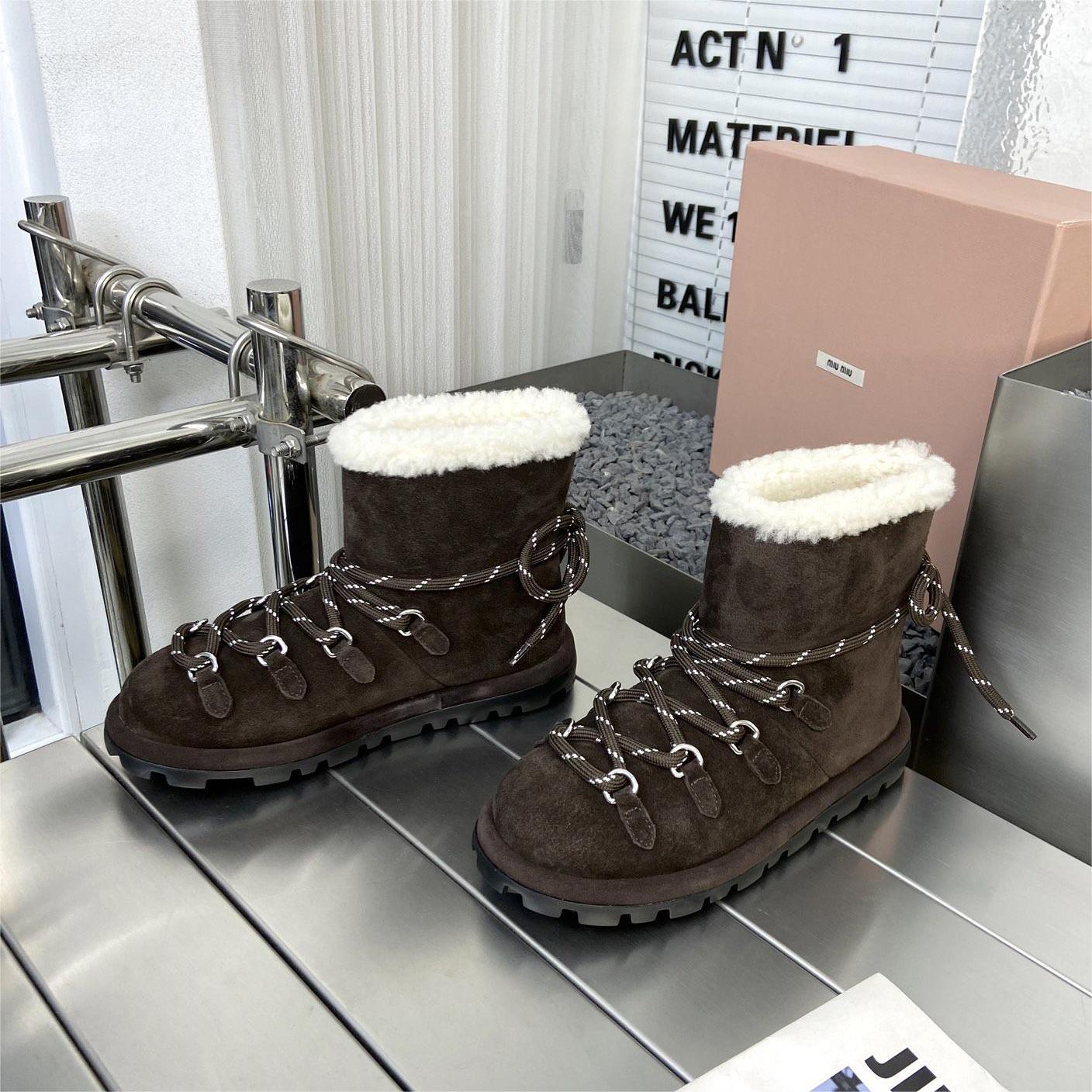 miumiu-Autumn and winter wool snow boots shoes