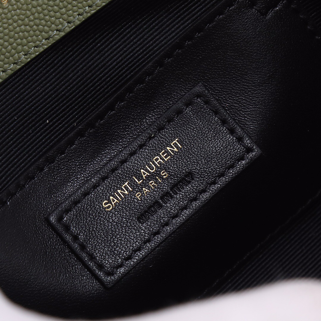 YSL-Envelope Small Grain Embossed Quilted Leather Envelope Bag