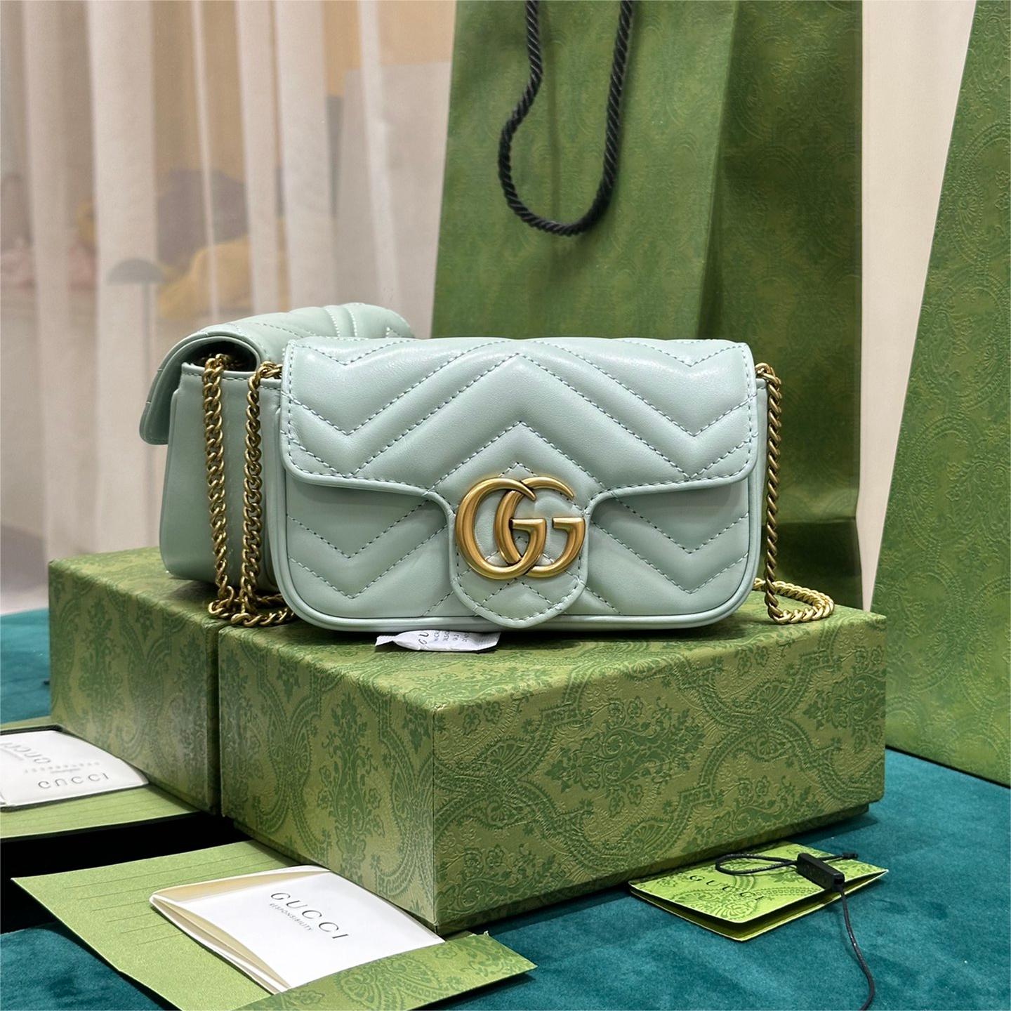 GUCCI-Marmont series Ultra Mini light green handbag