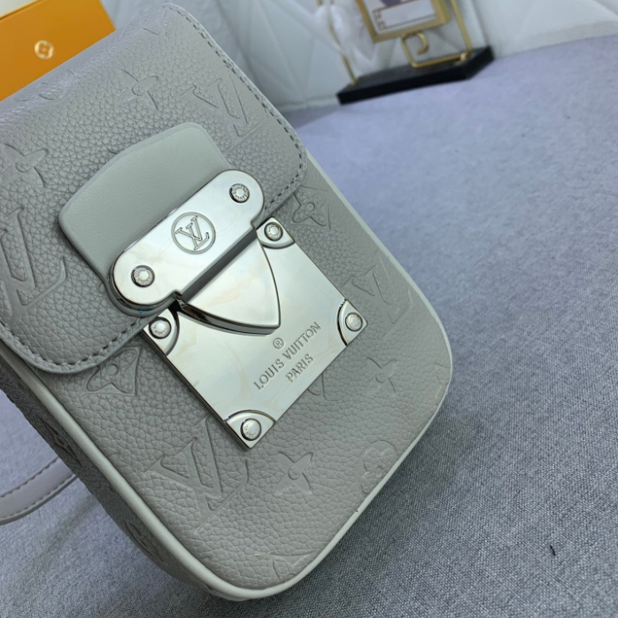 LV-Embossed Cowhide Camera Bag