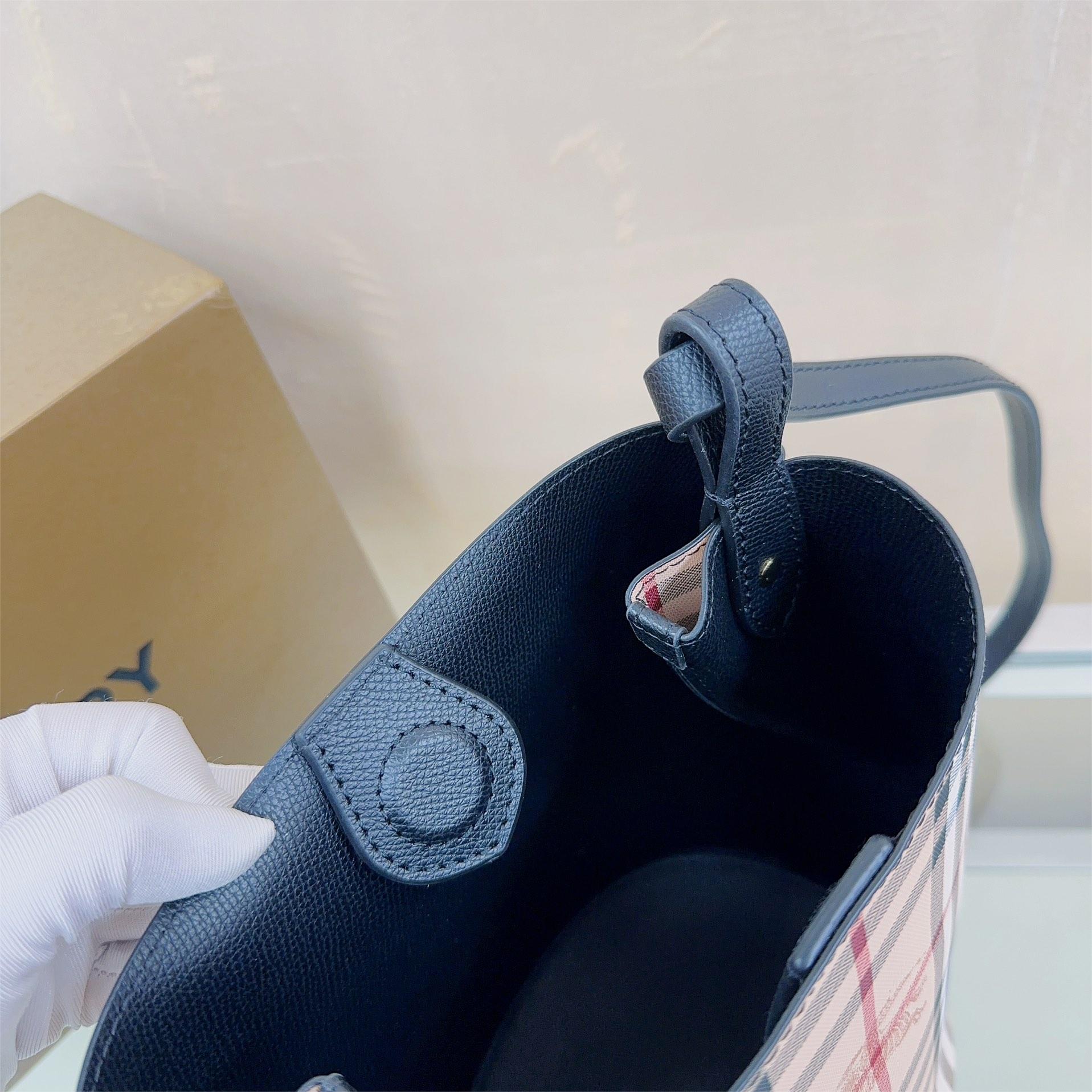 Burberry-Classic Haymarket plaid slanted back bucket bag