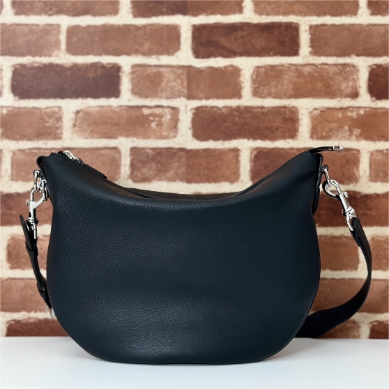 GUCCI-Single Shoulder Crossbody Black Grain High-Quality Soft Leather bag