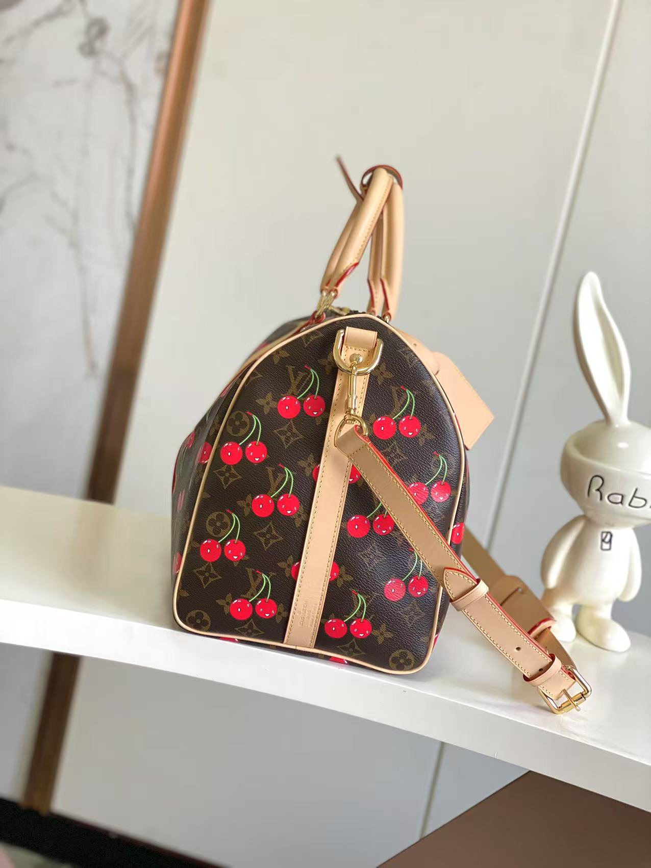 Louis Vuitton X Takashi Murakami Speedy Bag Cherry Brown Monogram Gold Hardware