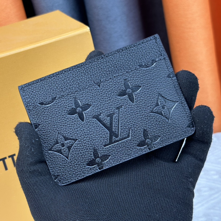 LV-Monogram Emreinte Leather Card Holder Wallet