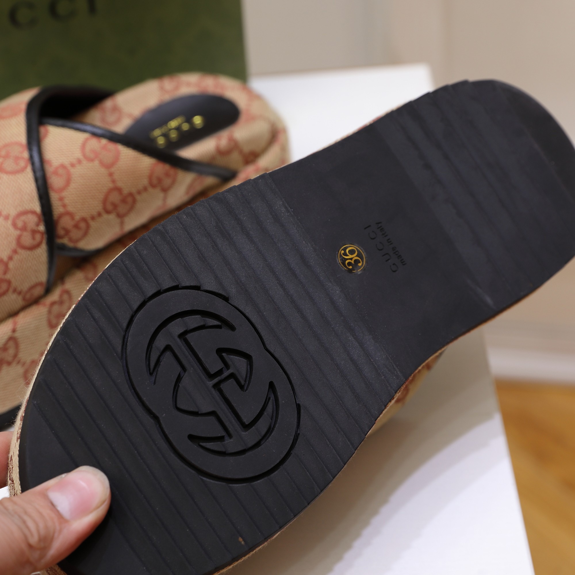 Gucci-Diamond diamond plaid height increasing Slippers