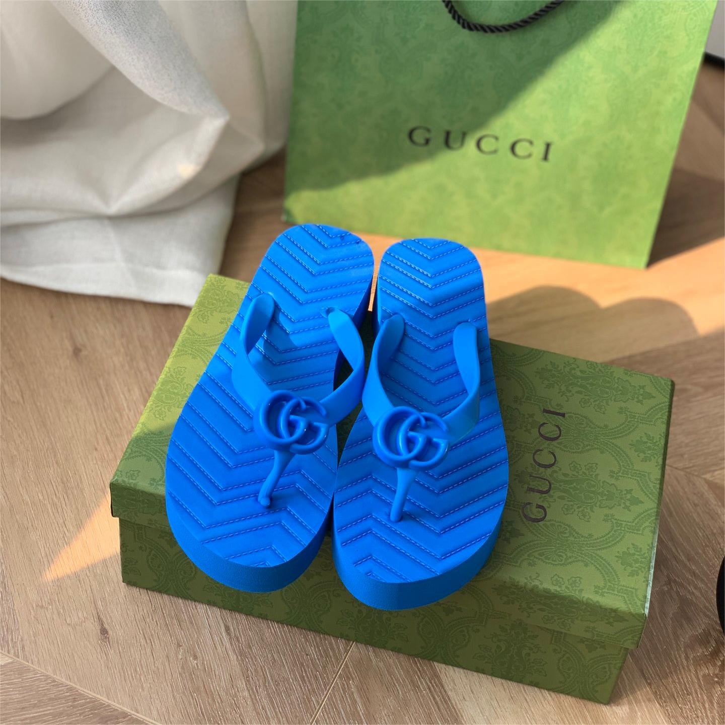 GUCCI-Summer beach double G logo slippers