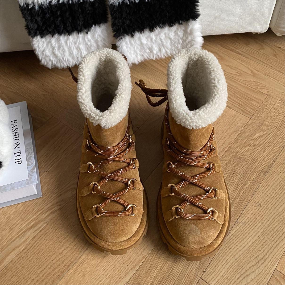 miumiu-Autumn and winter wool snow boots shoes