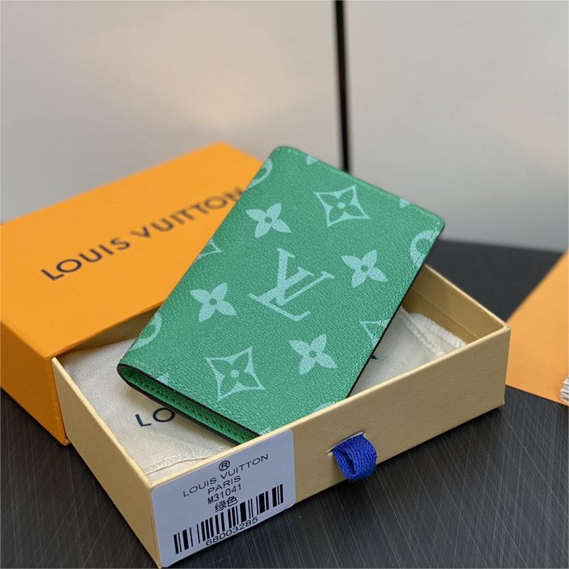 LV-Splicing Ta ï ga leather with monogram eclipse canvas wallet