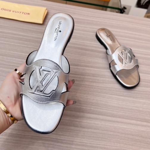 LV-Cowhide Hollow Slippers