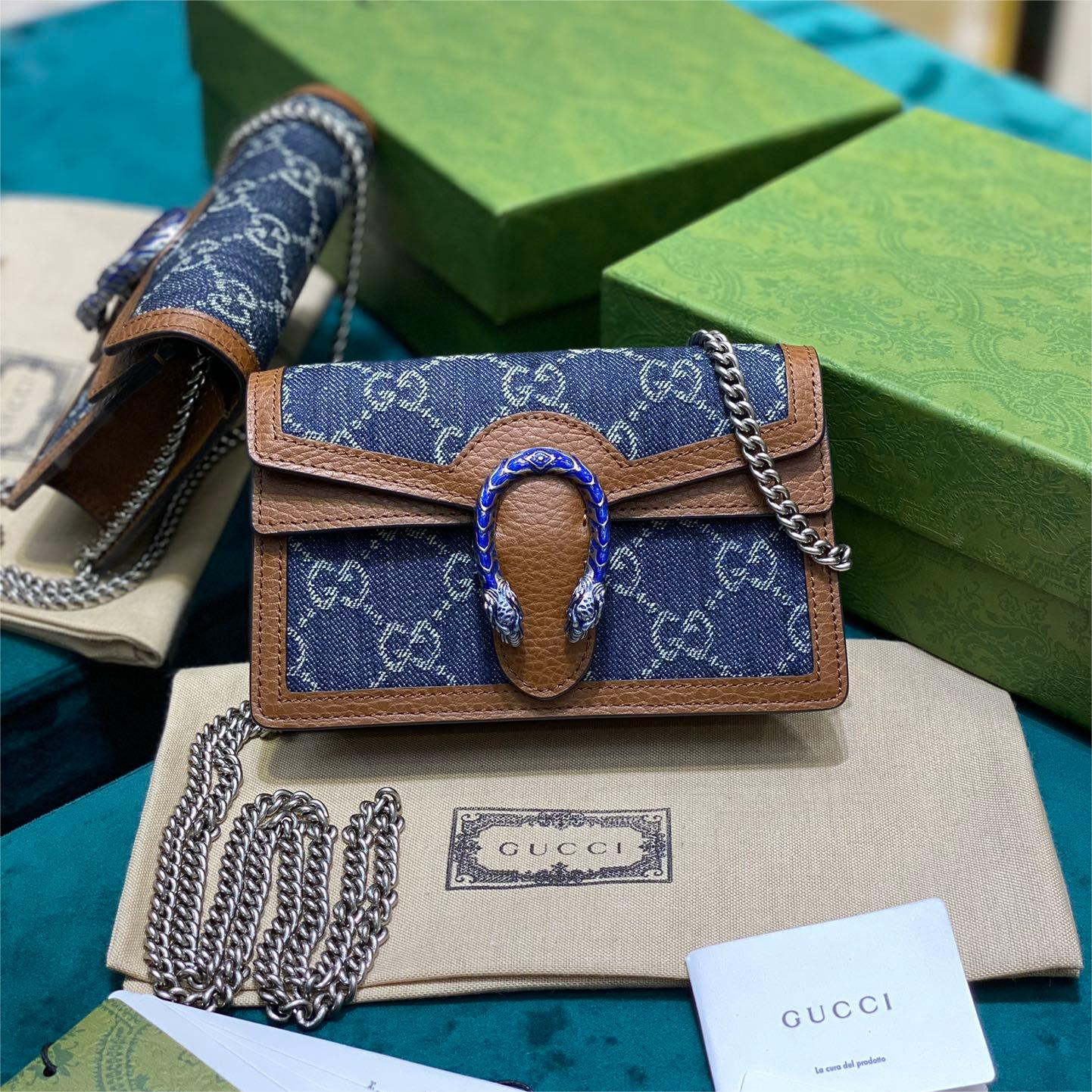 GUCCI-Dionysus Blue Denim Mini chain bag