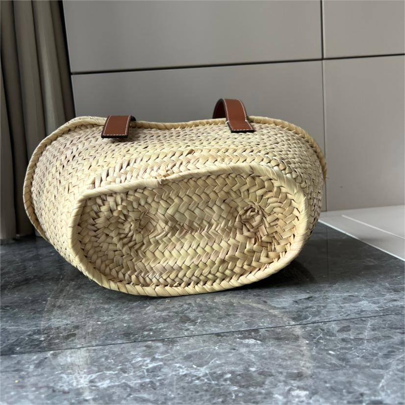 LOEWE-Palm leaf and cowhide leather Basket handbag