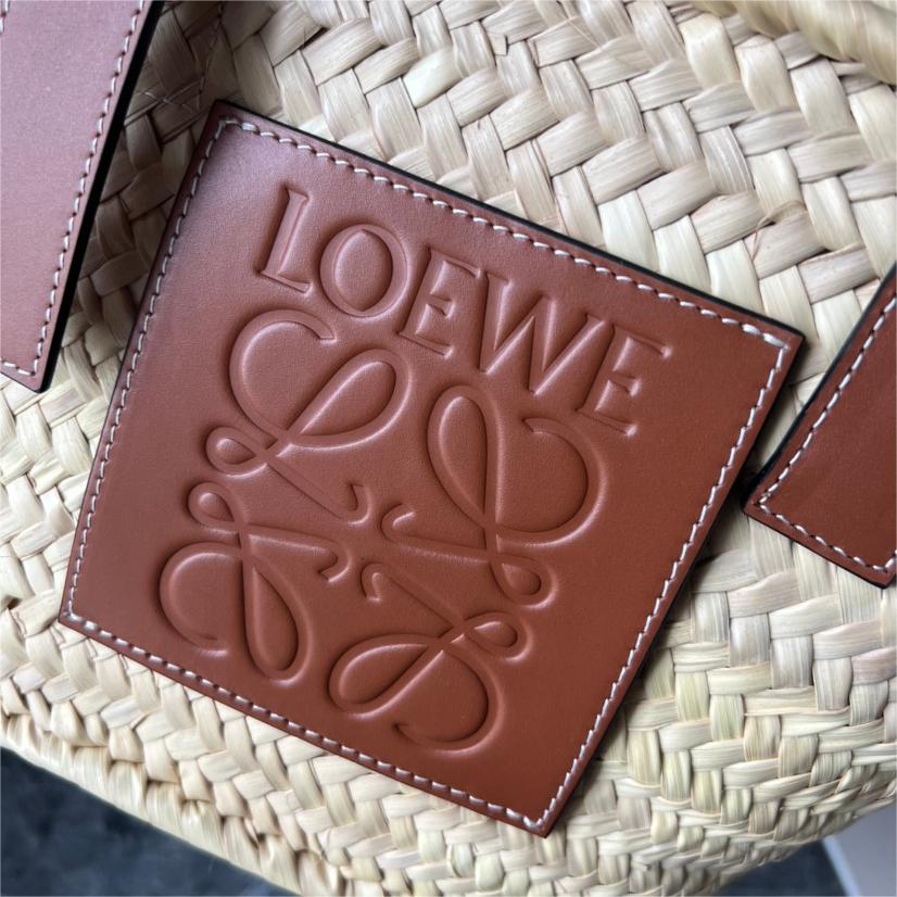 LOEWE-Palm leaf and cowhide leather Basket handbag