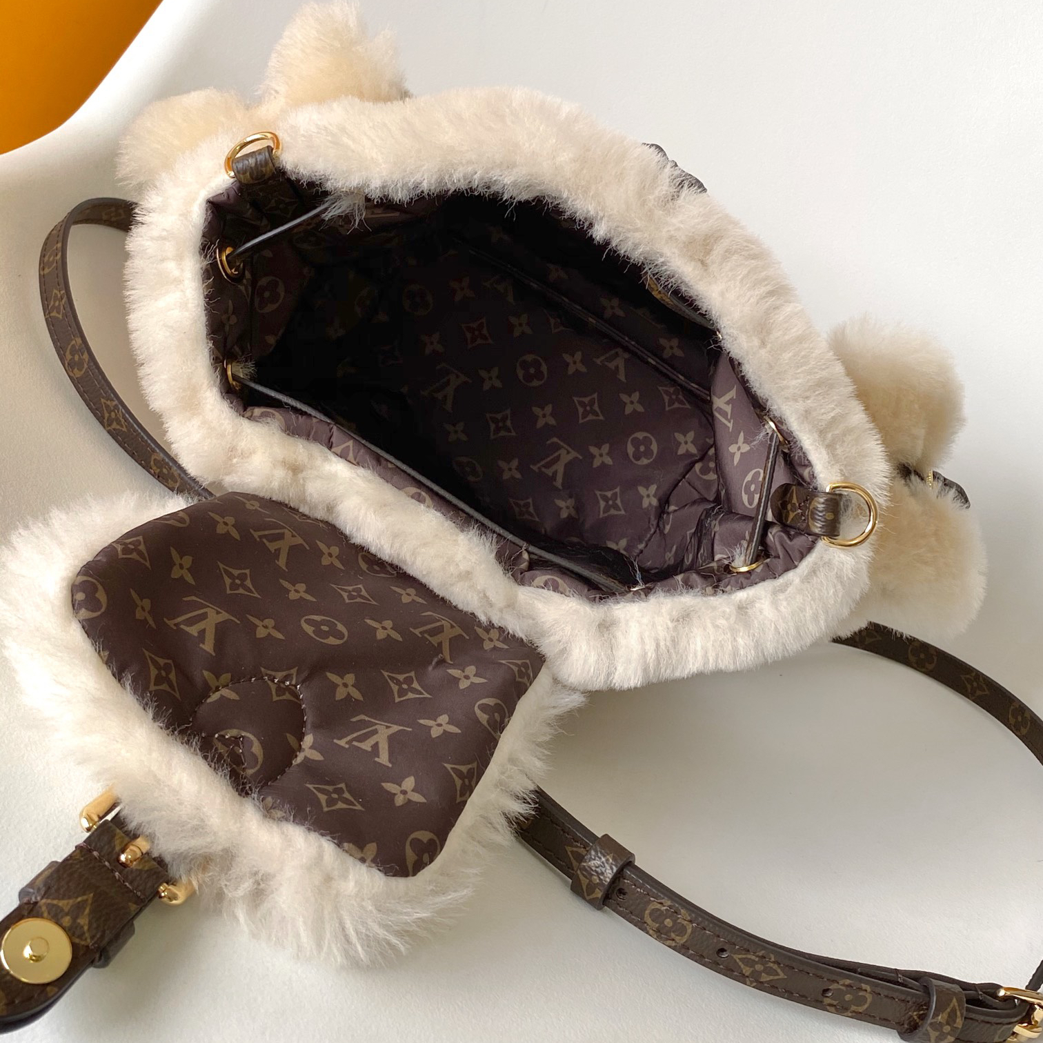 LV - SKI - Nano Teddy Removable and Adjustable Strap Shearling Backpack