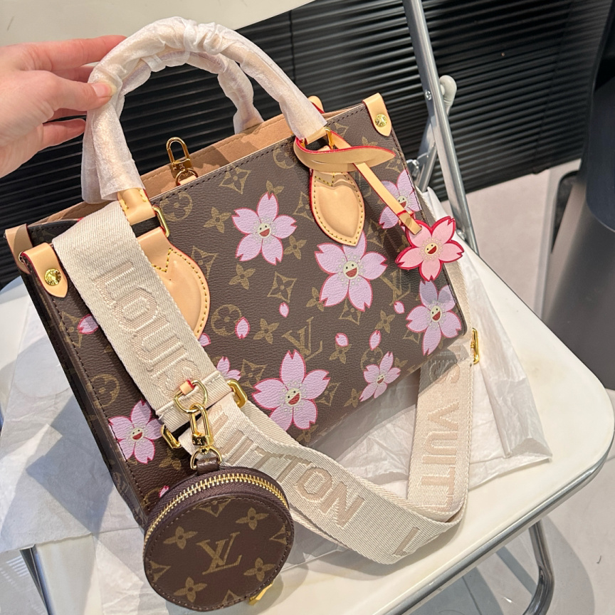 LV x Takashi Murakami OnTheGo PM Sakura Brown