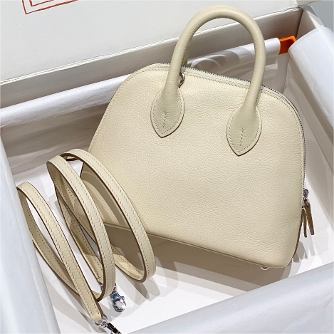 Hermes-Mini Bowling Milk Shake Silver Buckle Compact and Lightweight bag