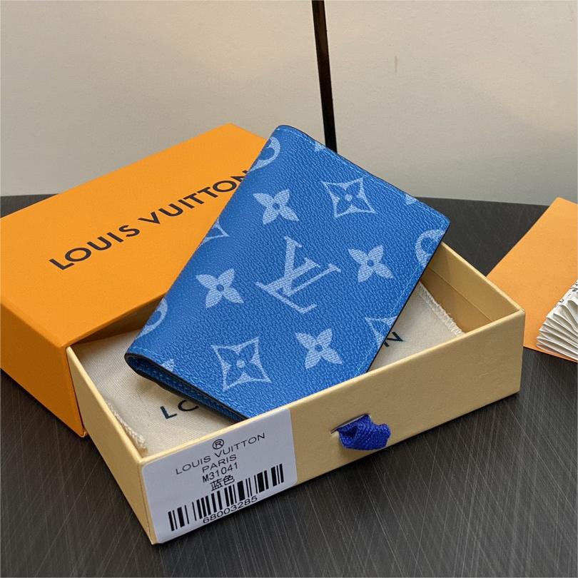 LV-Splicing Ta ï ga leather with monogram eclipse canvas wallet