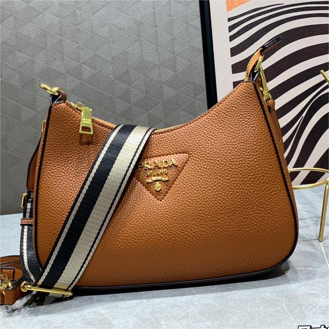 Prada-Imported first layer coarse lychee grain cowhide