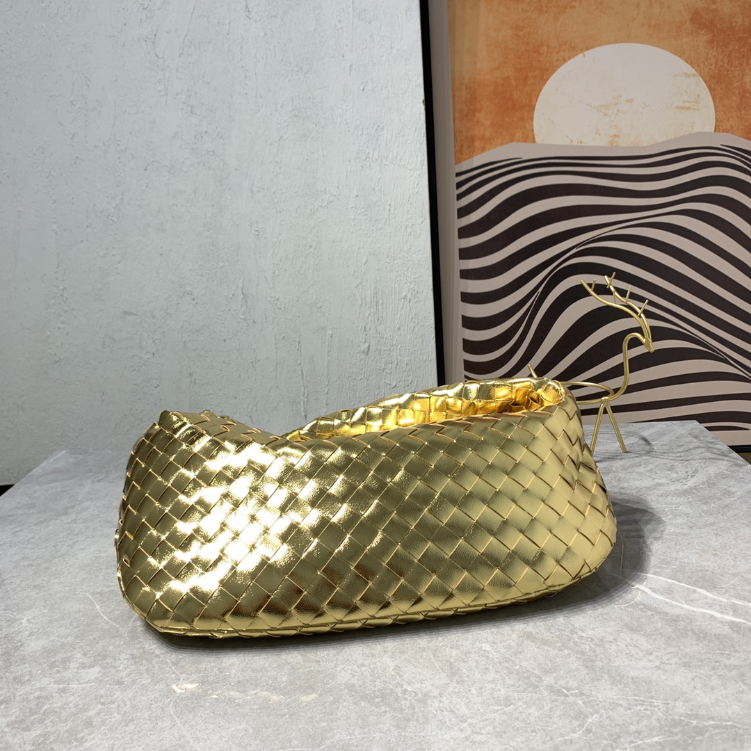 BV-Jodie Gold Woven Lambskin Bag