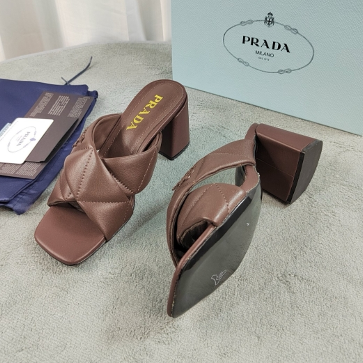 Prada-Water Dyed Sheepskin Slippers High Heels