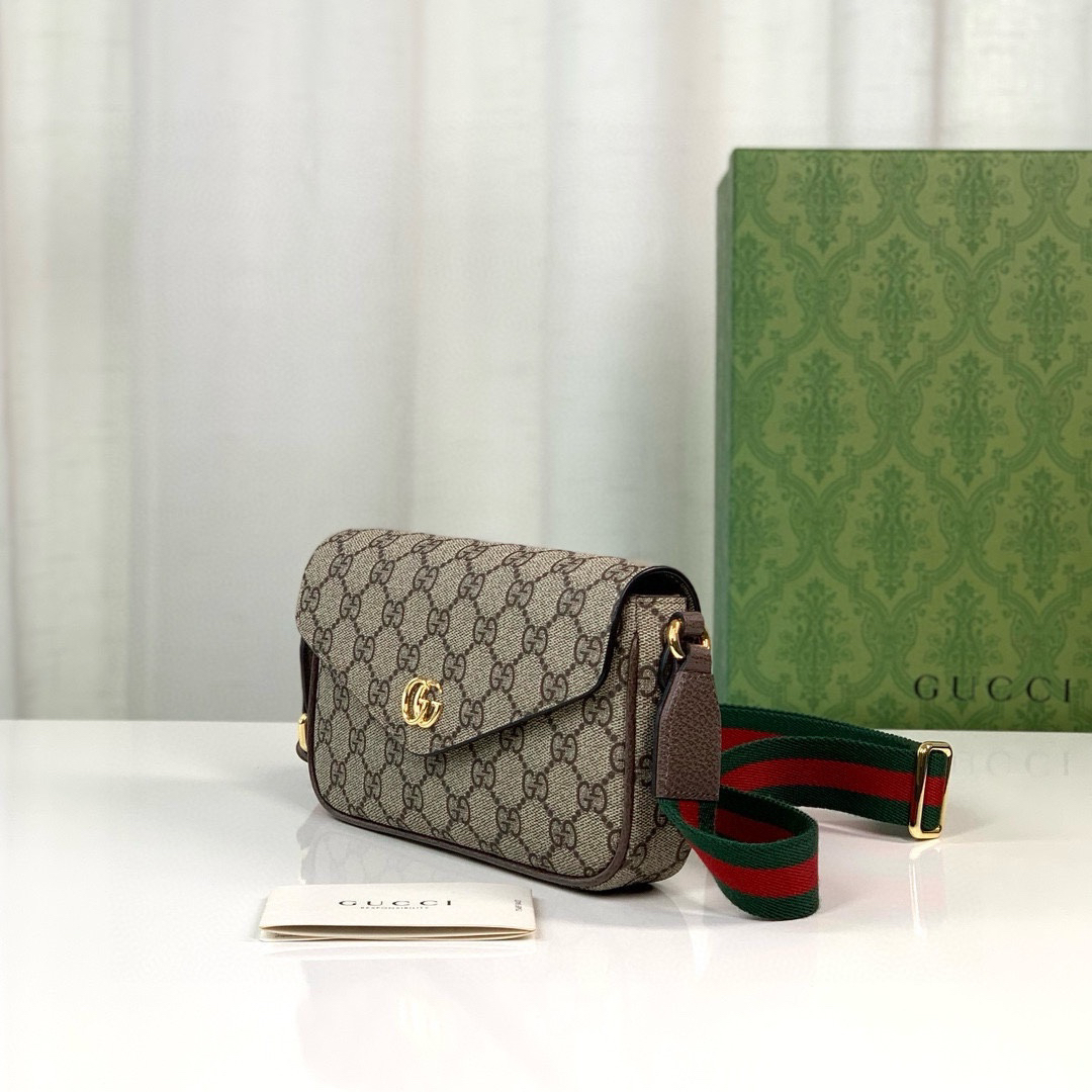 GUCCI-Ophidia series mini handbag beige ebony color