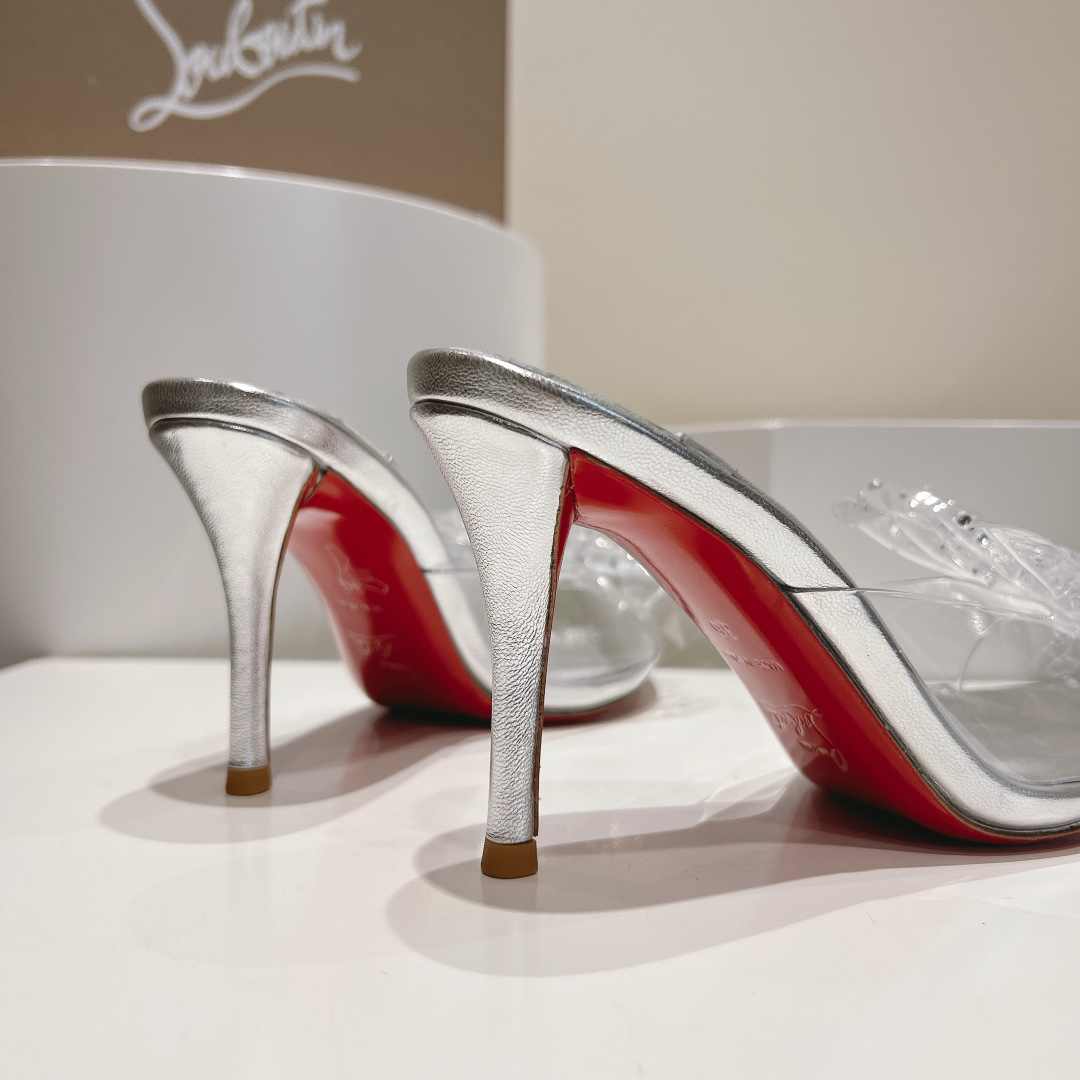 Christian Louboutin-Transparent bow high-heeled sandals