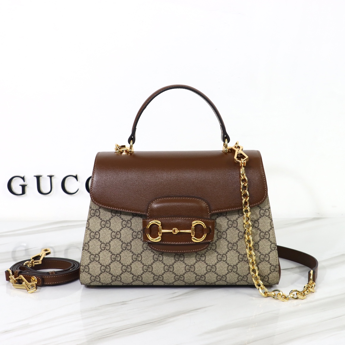 GUCCI-Horsebit 1955 series medium-sized handbag