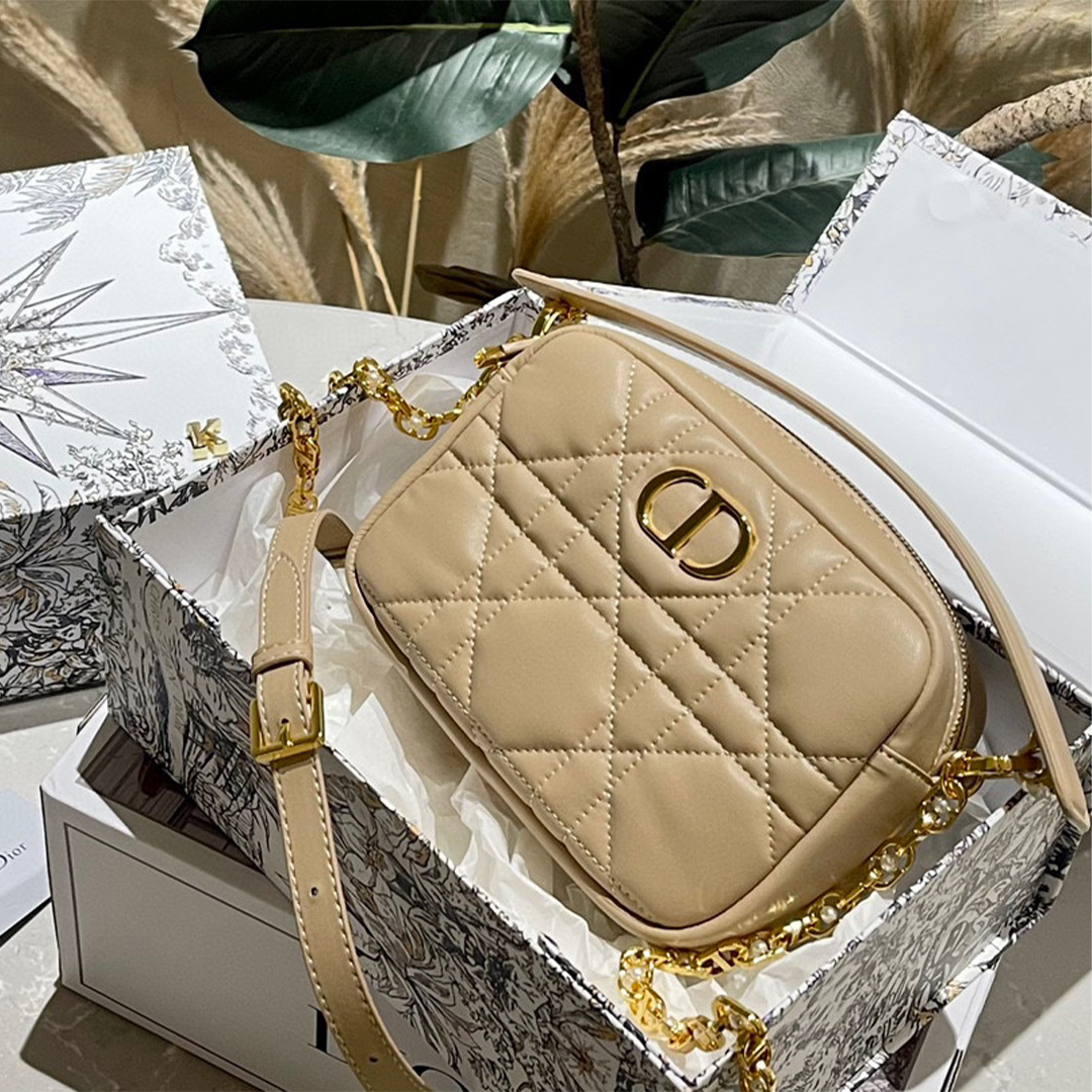 Dior-Caro Pearl Chain Camera Bag