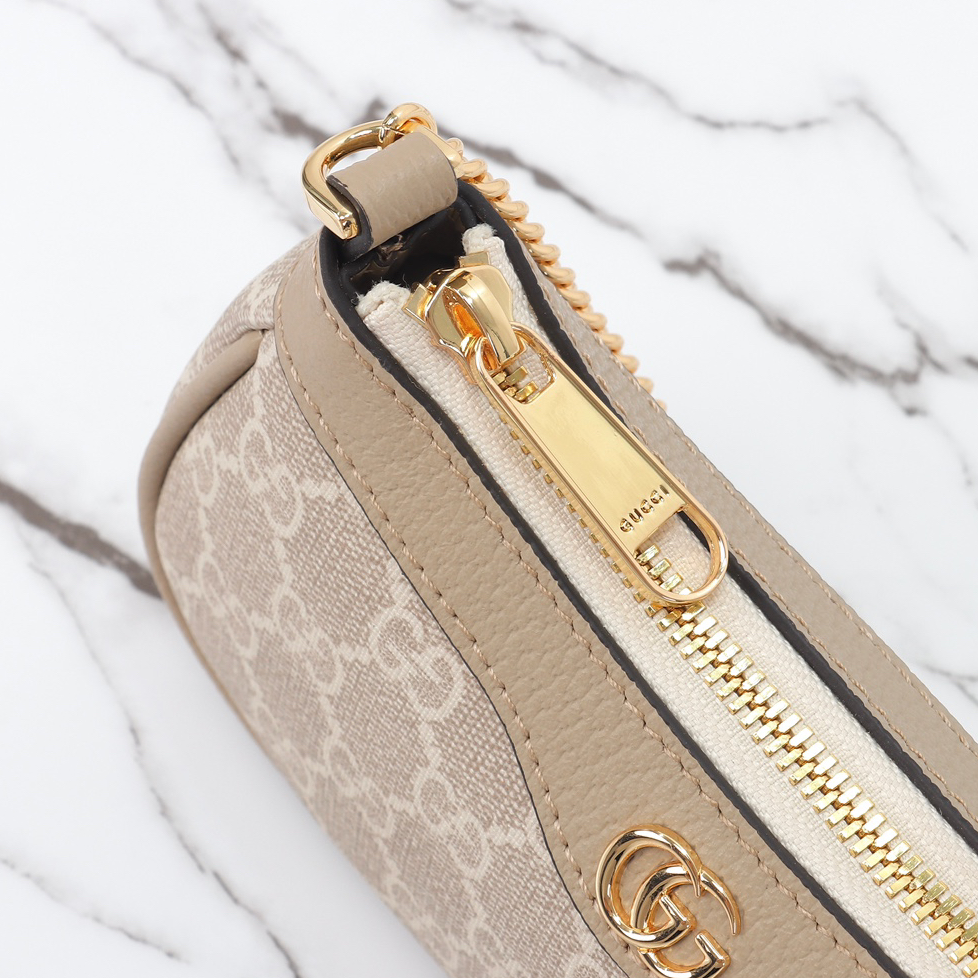 GUCCI- Ophidia Double G Logo Canvas and Leather Handbag