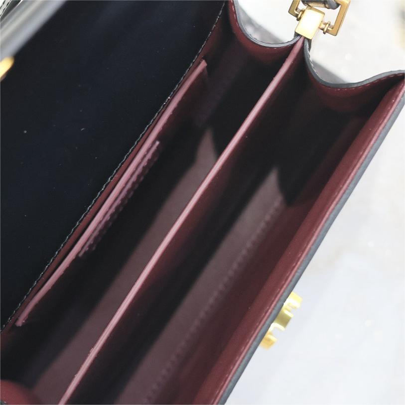 YSL-Black gold buckle toothpick pattern cassandra mini handbag