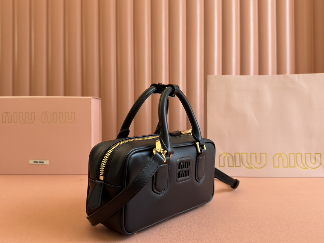 MIU MIU - Arcadie Leather Mini Shoulder Bag Black