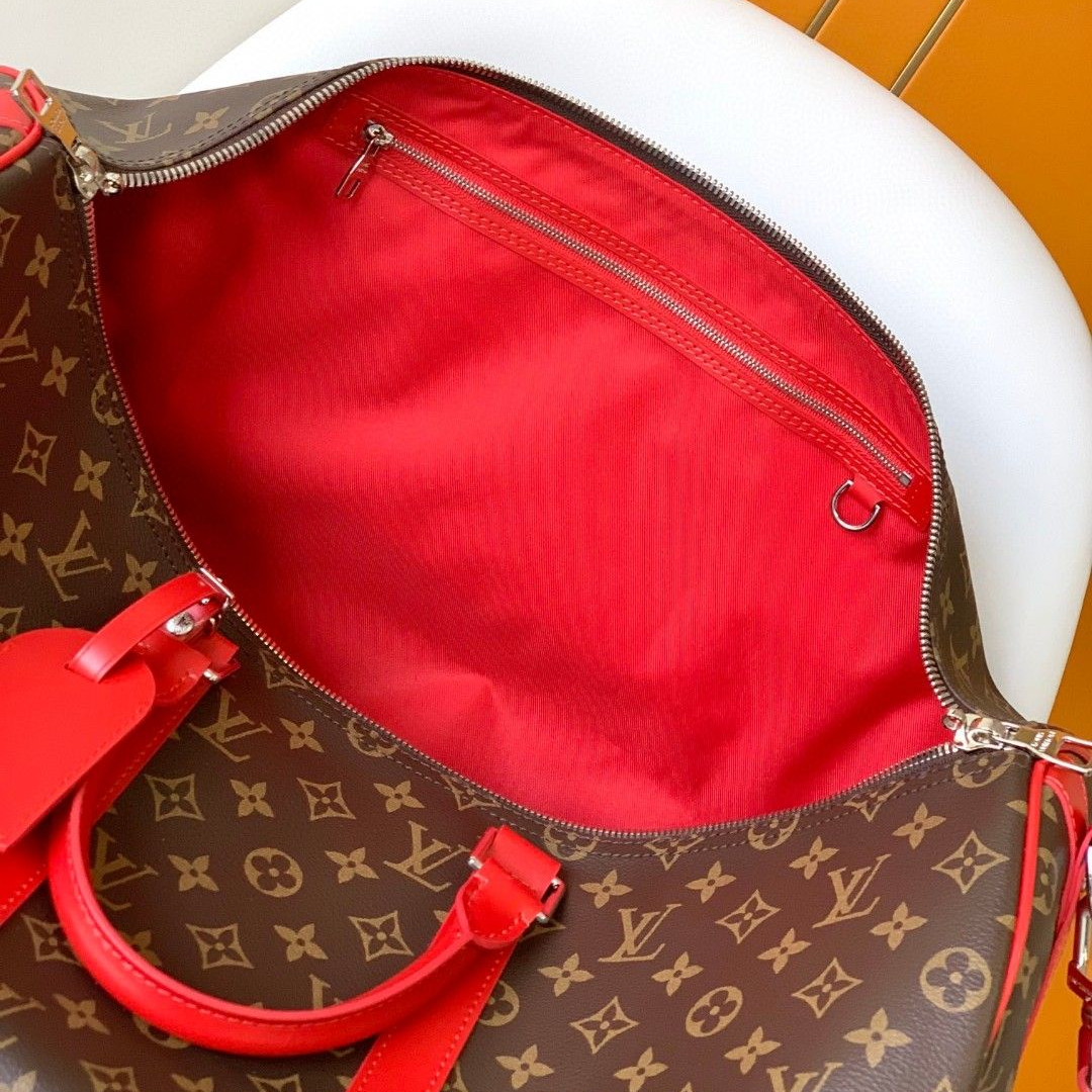 LV - keepall Bandoulière 50 Coated Canvas and Cowhide Leather Handbag Shoulder Crossbody Bag