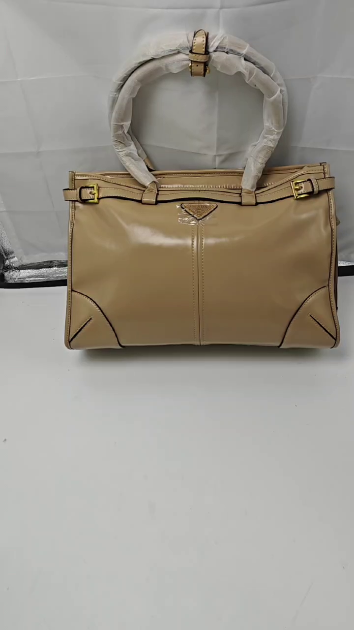 PRADA - Soft Lux Soft Leather Shoulder Crossbody Handbag Stone Grey