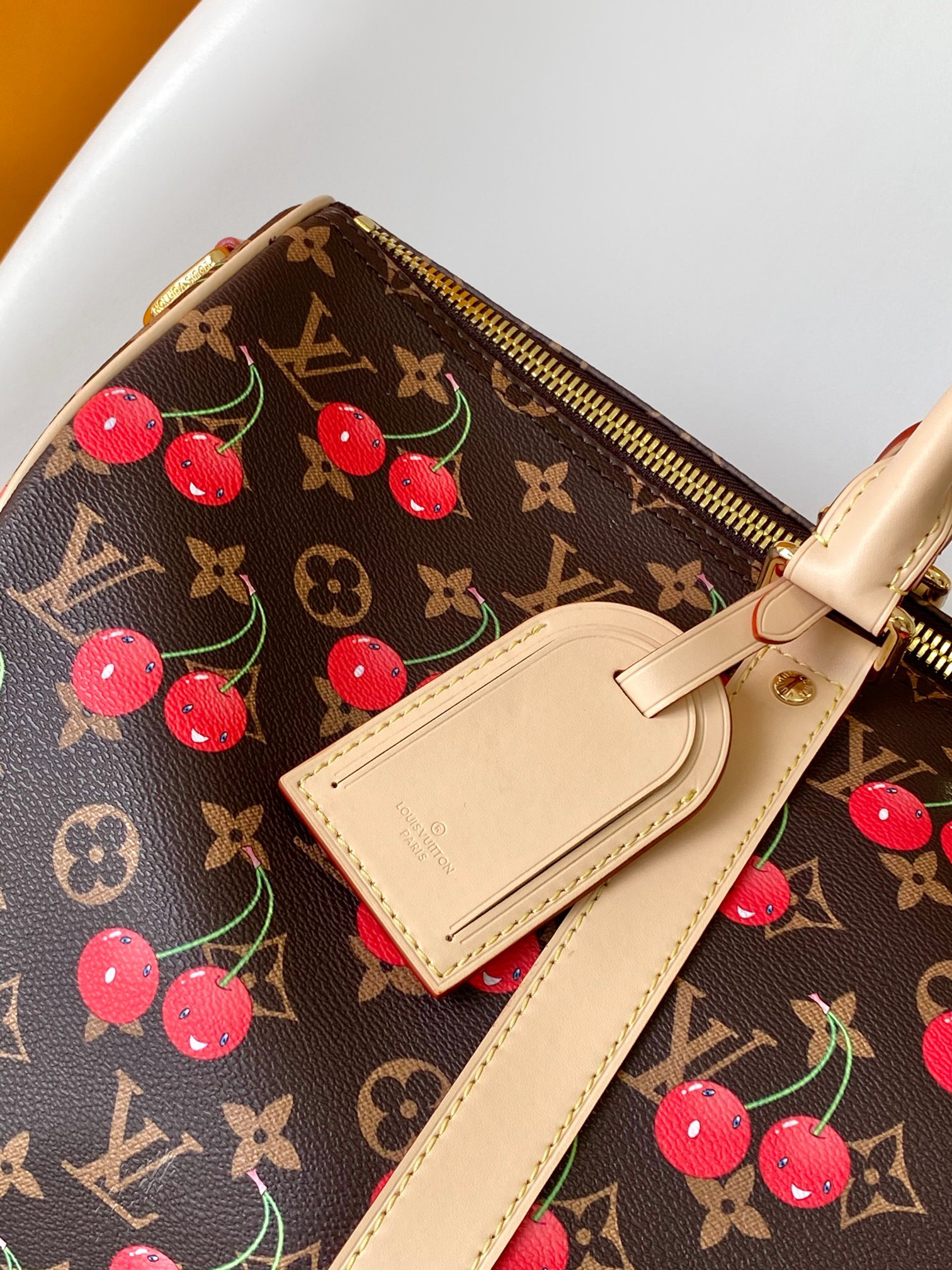 Louis Vuitton X Takashi Murakami Speedy Bag Cherry Brown Monogram Gold Hardware