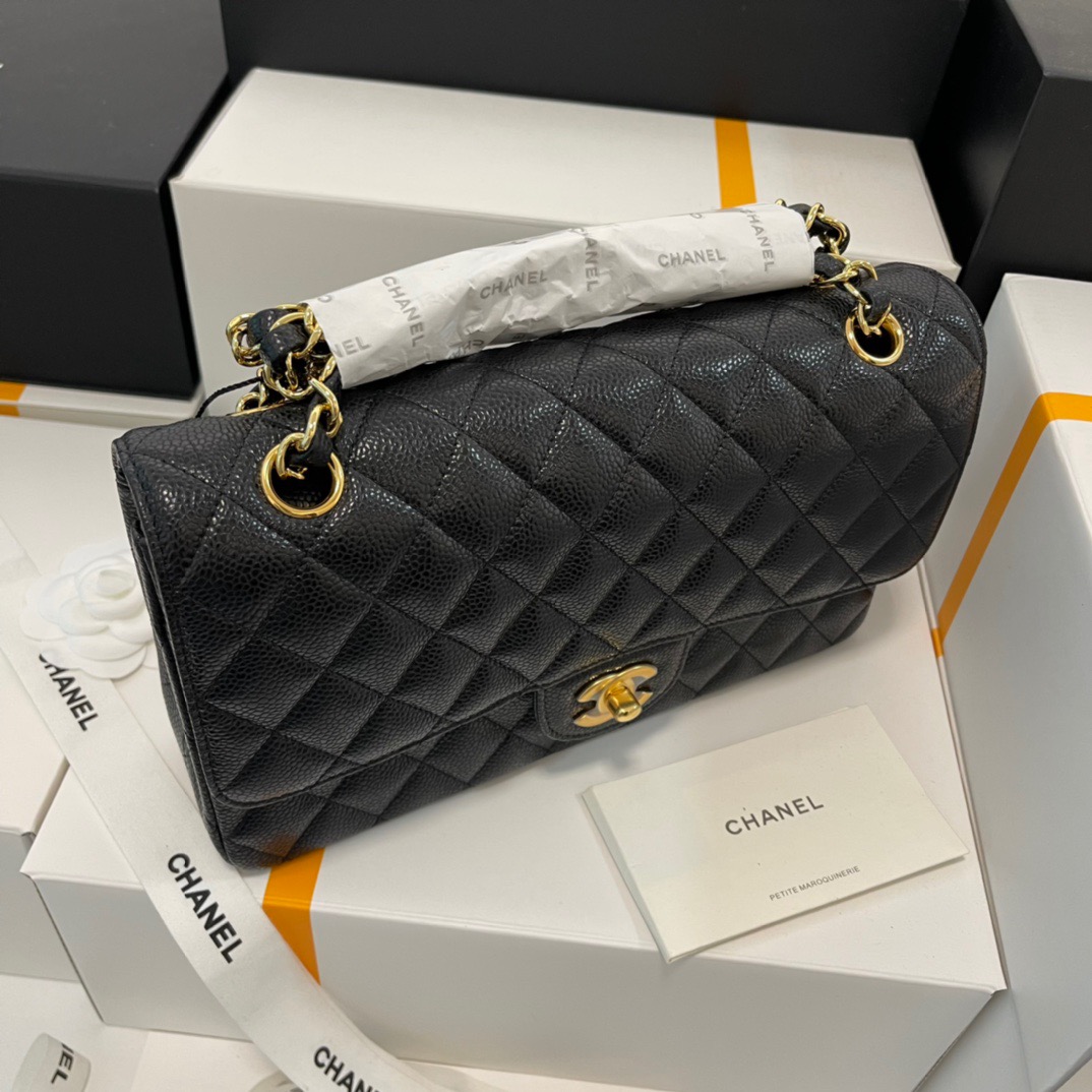 Chanel-Classic Caviar Leather Flip Bag