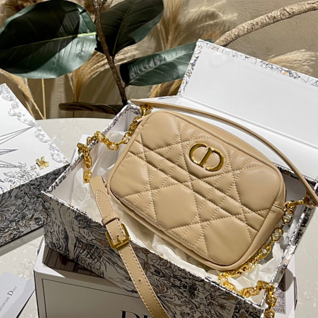 Dior-Caro Pearl Chain Camera Bag