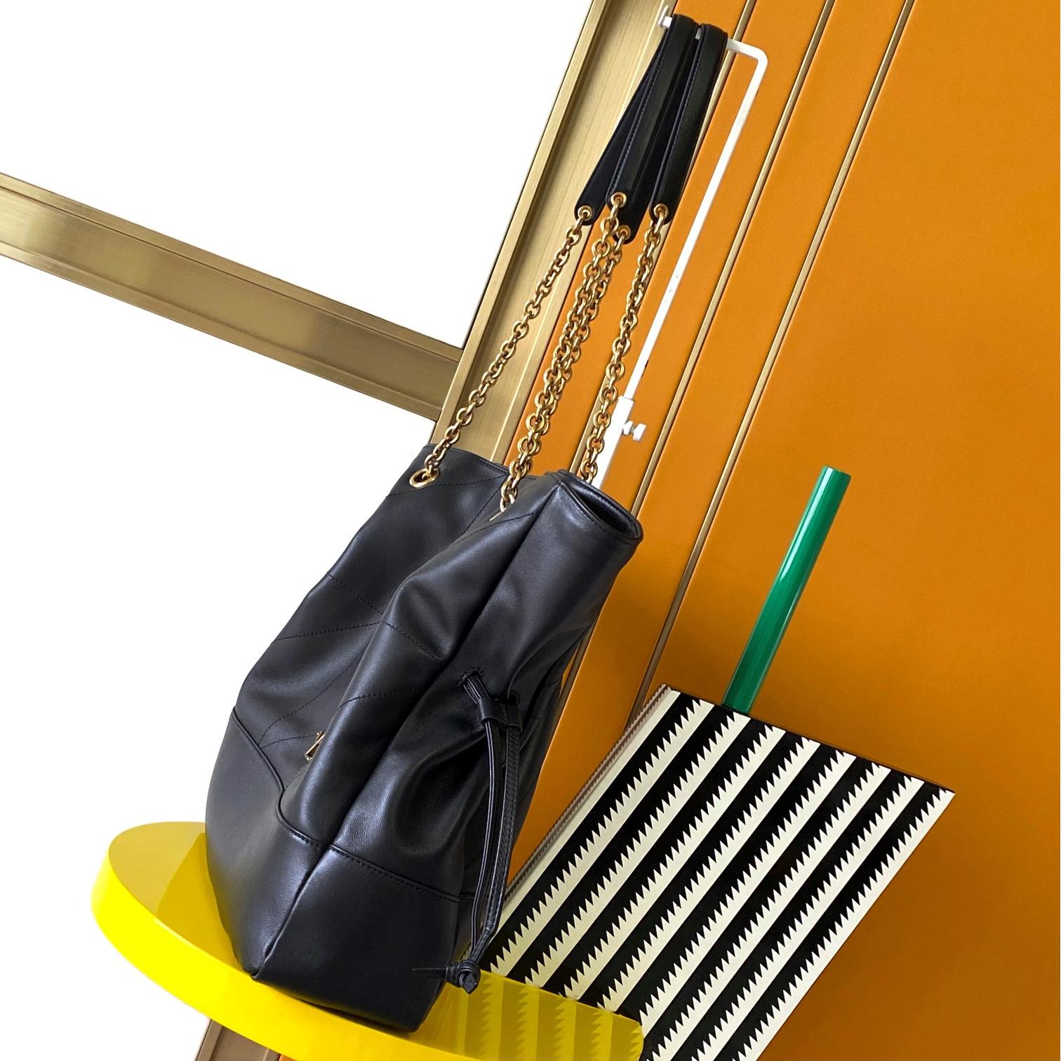 YSL-Jamie 4.3 Large Pochon Sheepskin Lucky Bag Water Bucket Bag