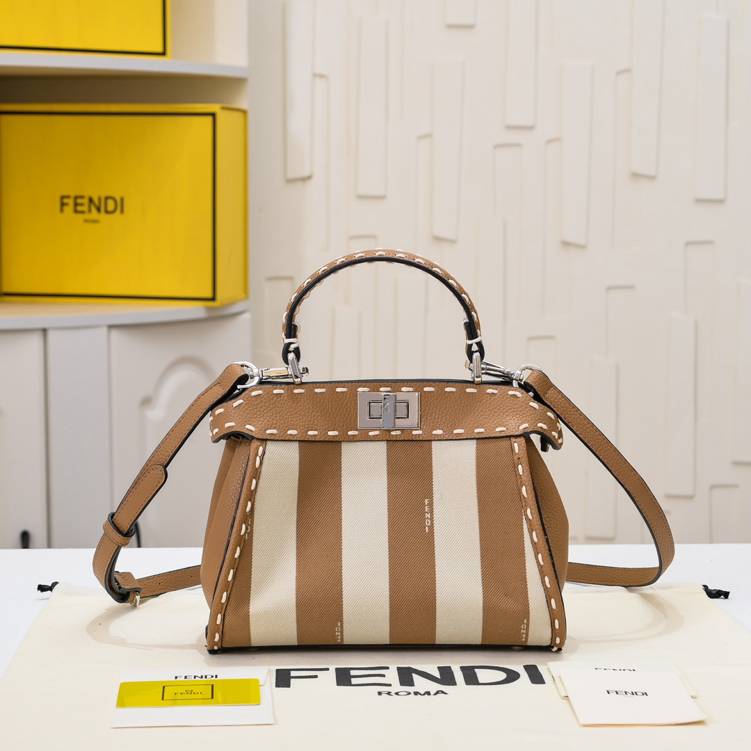 FENDI-Latest striped hand sewn kitten bag
