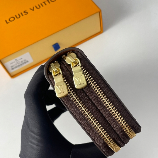 LV-Old flower double zipper ziy large wallet